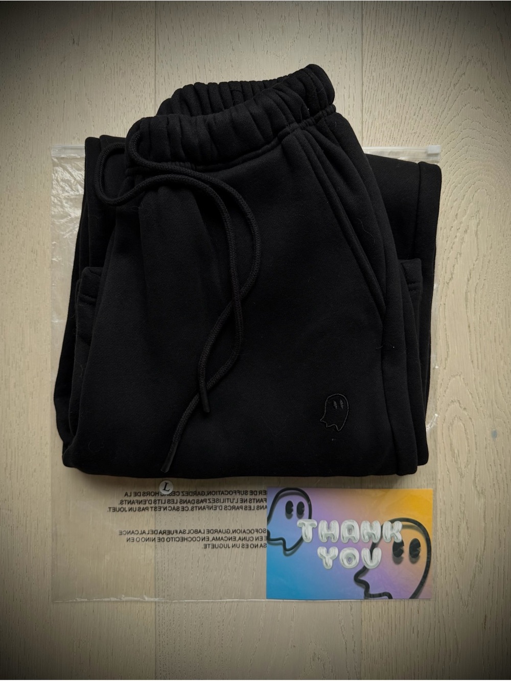 Cozy Ghost Baggy Cloud Sweatpants - Large, Black
